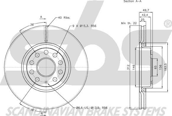 SBS 18153147115 - Brake Disc autospares.lv