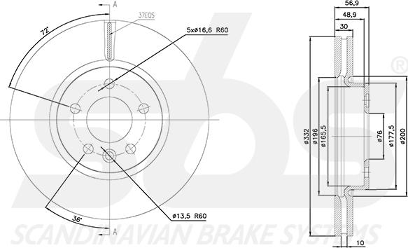 SBS 18152047116 - Brake Disc autospares.lv