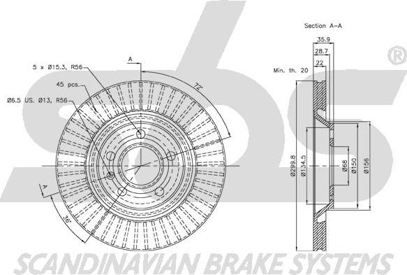 SBS 18153147113 - Brake Disc autospares.lv