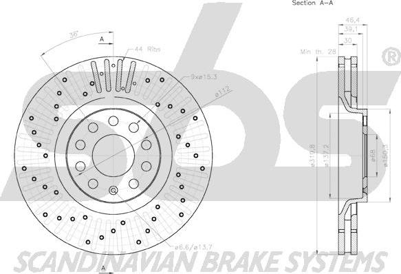 SBS 18153147135 - Brake Disc autospares.lv