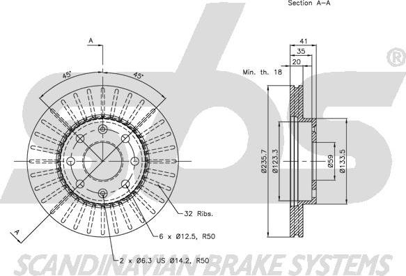 SBS 1815.205008 - Brake Disc autospares.lv