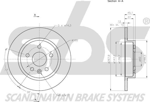 SBS 1815315014 - Brake Disc autospares.lv