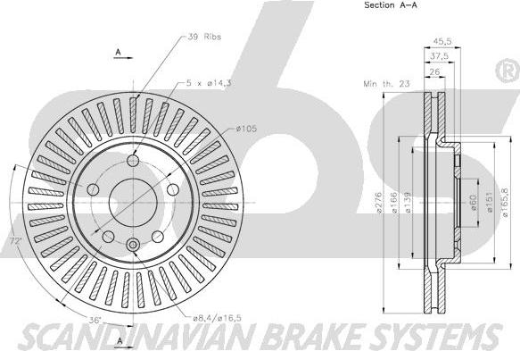 SBS 1815315013 - Brake Disc autospares.lv