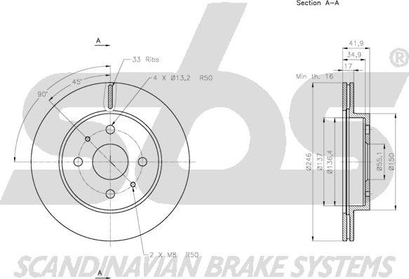 SBS 1815.205114 - Brake Disc autospares.lv