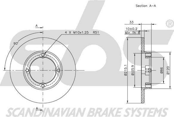 SBS 1815205202 - Brake Disc autospares.lv