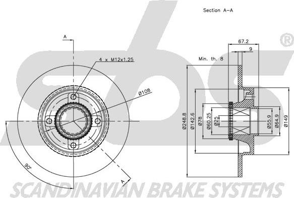 SBS 1815311947 - Brake Disc autospares.lv