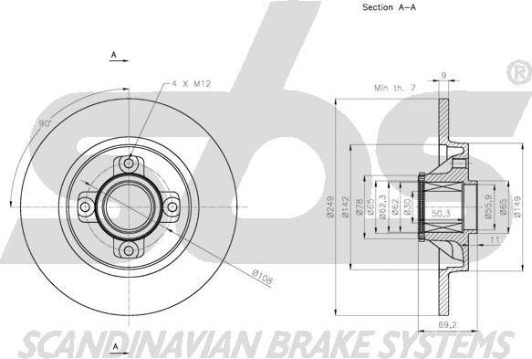 SBS 1815201952 - Brake Disc autospares.lv