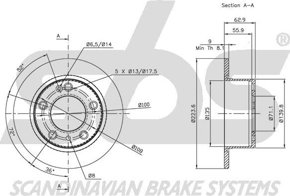 SBS 1815201917 - Brake Disc autospares.lv