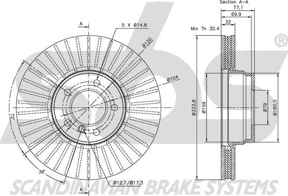 SBS 1815201542 - Brake Disc autospares.lv