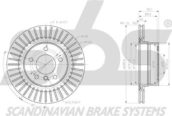 SBS 18152015114 - Brake Disc autospares.lv