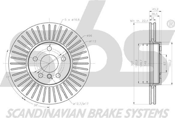 SBS 18152015118 - Brake Disc autospares.lv