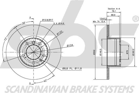 SBS 1815311518 - Brake Disc autospares.lv