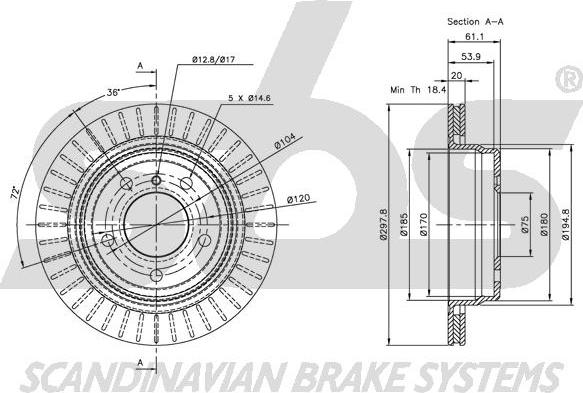 SBS 1815201539 - Brake Disc autospares.lv