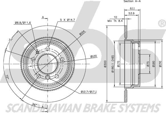 SBS 1815311520 - Brake Disc autospares.lv