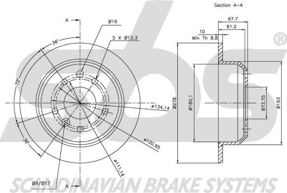 SBS 1815201217 - Brake Disc autospares.lv