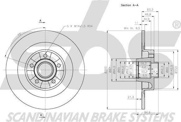 SBS 1815203943 - Brake Disc autospares.lv