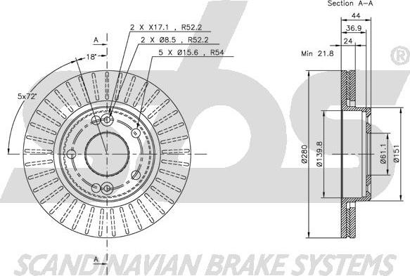 SBS 1815313913 - Brake Disc autospares.lv