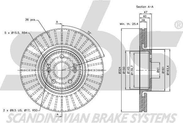 SBS 1815313933 - Brake Disc autospares.lv