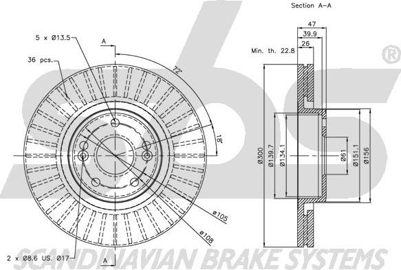 SBS 1815203932 - Brake Disc autospares.lv