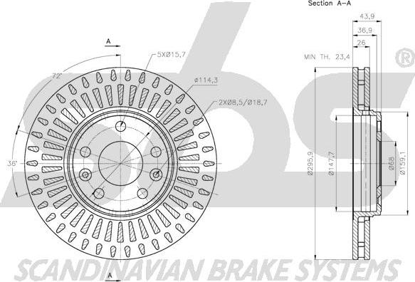 SBS 1815313971 - Brake Disc autospares.lv