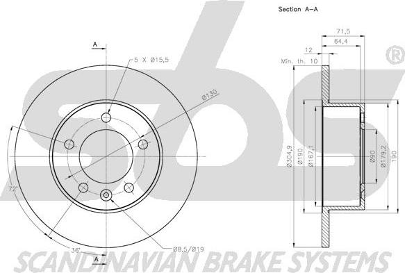 SBS 1815203977 - Brake Disc autospares.lv