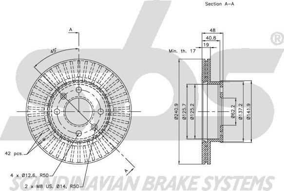 SBS 1815313419 - Brake Disc autospares.lv