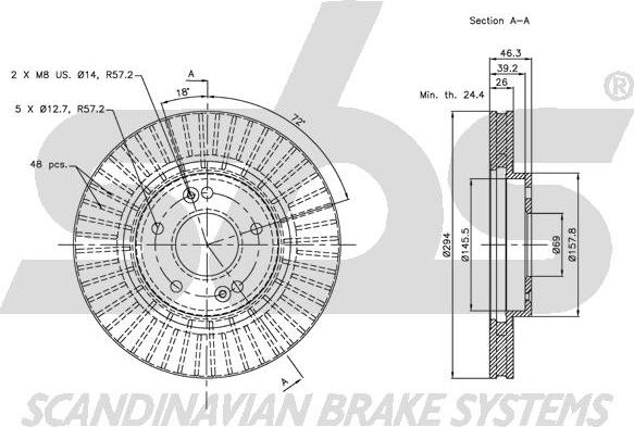 SBS 1815203415 - Brake Disc autospares.lv