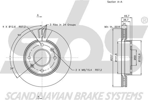 SBS 1815203410 - Brake Disc autospares.lv