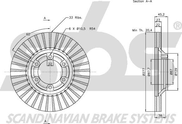 SBS 1815203429 - Brake Disc autospares.lv