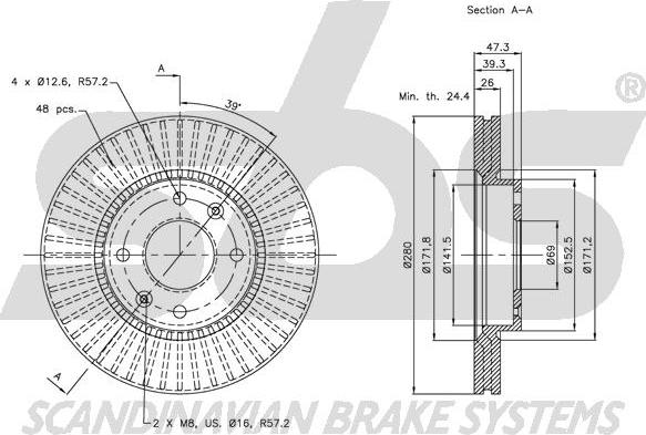 SBS 1815313420 - Brake Disc autospares.lv