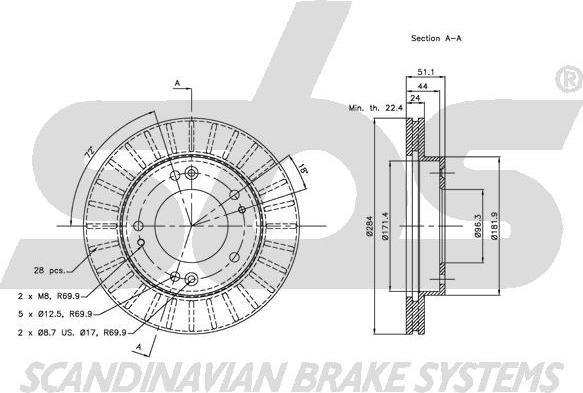 SBS 1815203509 - Brake Disc autospares.lv