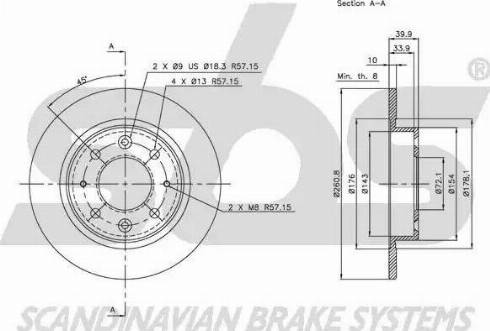 SBS 1815313503 - Brake Disc autospares.lv