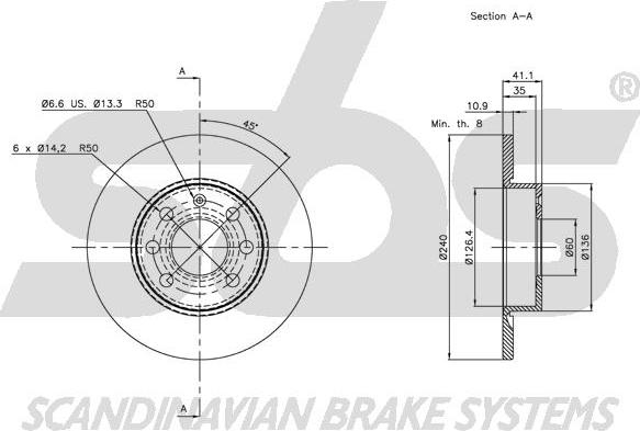 SBS 1815313641 - Brake Disc autospares.lv