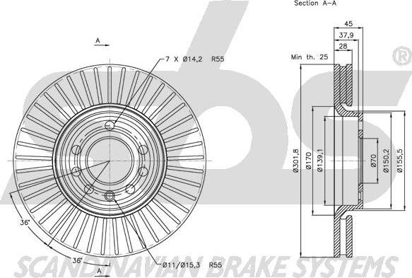 SBS 1815203648 - Brake Disc autospares.lv