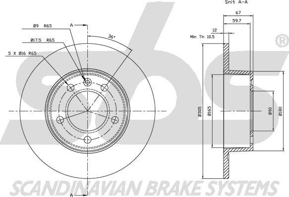 SBS 1815203643 - Brake Disc autospares.lv