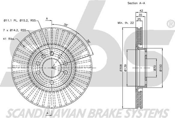 SBS 1815203654 - Brake Disc autospares.lv