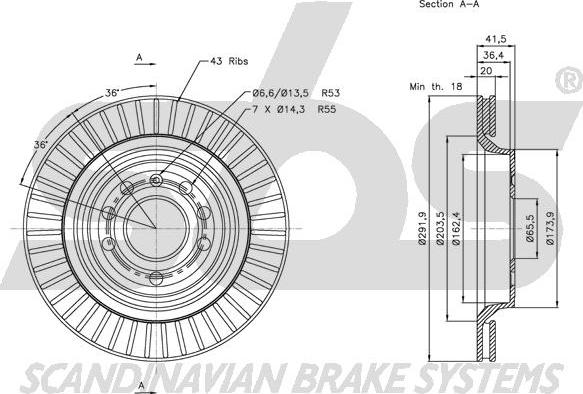 SBS 1815203650 - Brake Disc autospares.lv