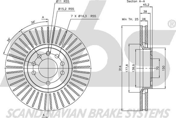 SBS 1815203653 - Brake Disc autospares.lv