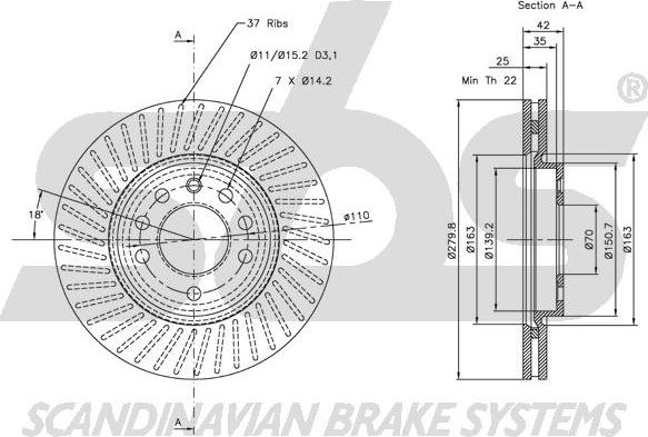 SBS 1815203630 - Brake Disc autospares.lv