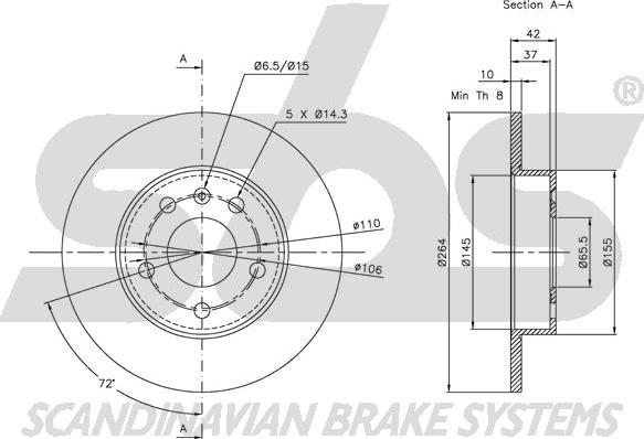 SBS 1815203631 - Brake Disc autospares.lv