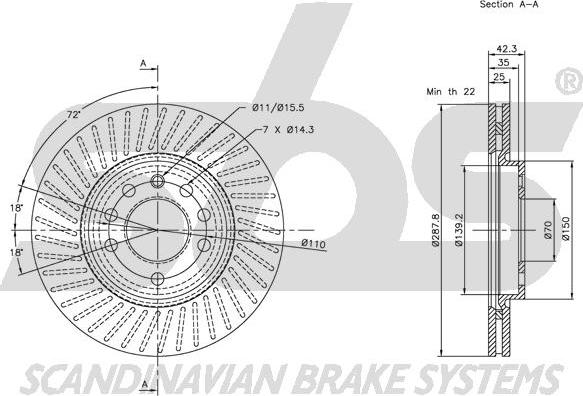 SBS 1815203625 - Brake Disc autospares.lv