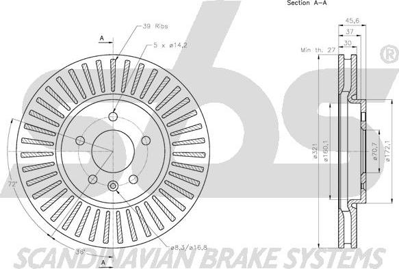 SBS 1815203675 - Brake Disc autospares.lv