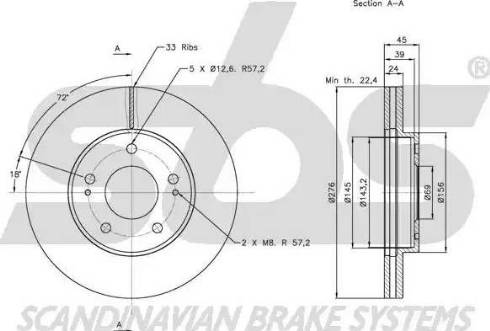 SBS 1815313034 - Brake Disc autospares.lv
