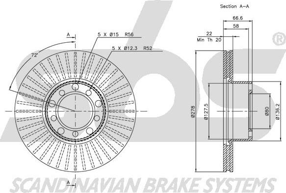 SBS 1815203349 - Brake Disc autospares.lv