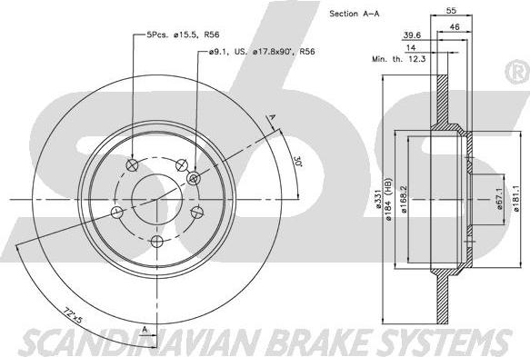 SBS 1815203357 - Brake Disc autospares.lv