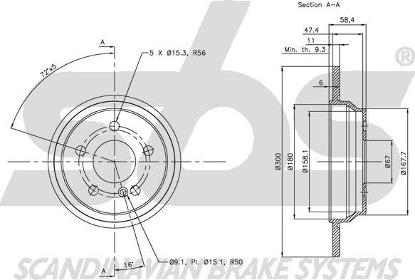 SBS 1815203365 - Brake Disc autospares.lv