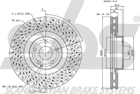 SBS 1815313366 - Brake Disc autospares.lv