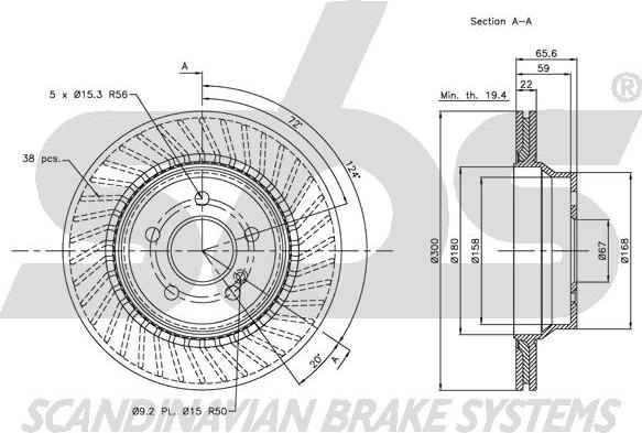 SBS 1815313363 - Brake Disc autospares.lv