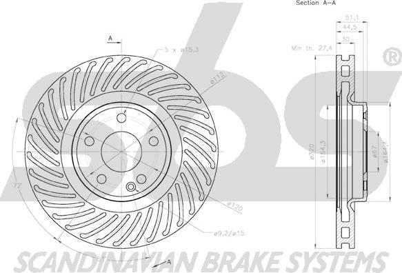 SBS 18153133123 - Brake Disc autospares.lv