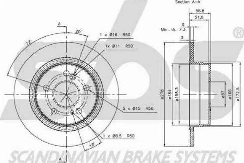 SBS 1815203312 - Brake Disc autospares.lv